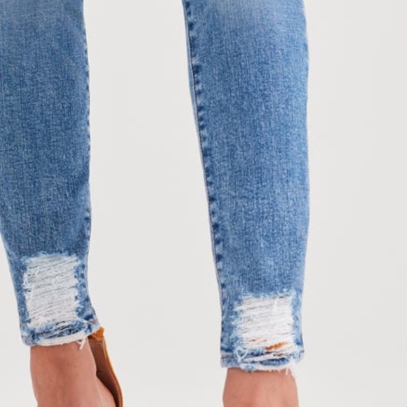 FOR ALL MANKIND destroyed hem cut off pocket ankle skinny jeans